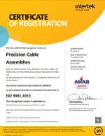 iso 9001 cable assemblies, iso 9001:2015 certification